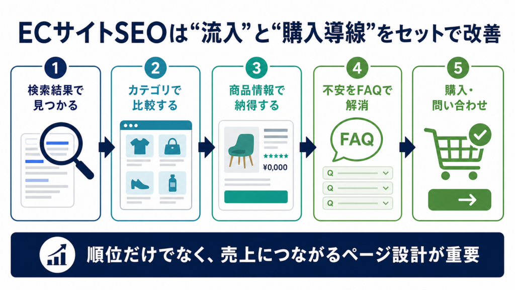 ECサイトSEOで検索結果から購入・問い合わせまで導線を改善する流れ